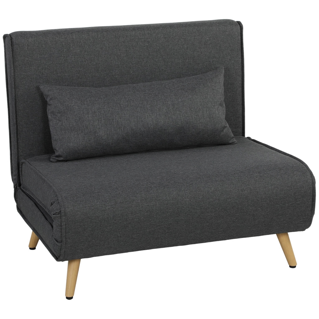 Poltrona letto pieghevole 3 in 1 ¨C Xylo ¨C Tessuto lino grigio con schienale reclinabile