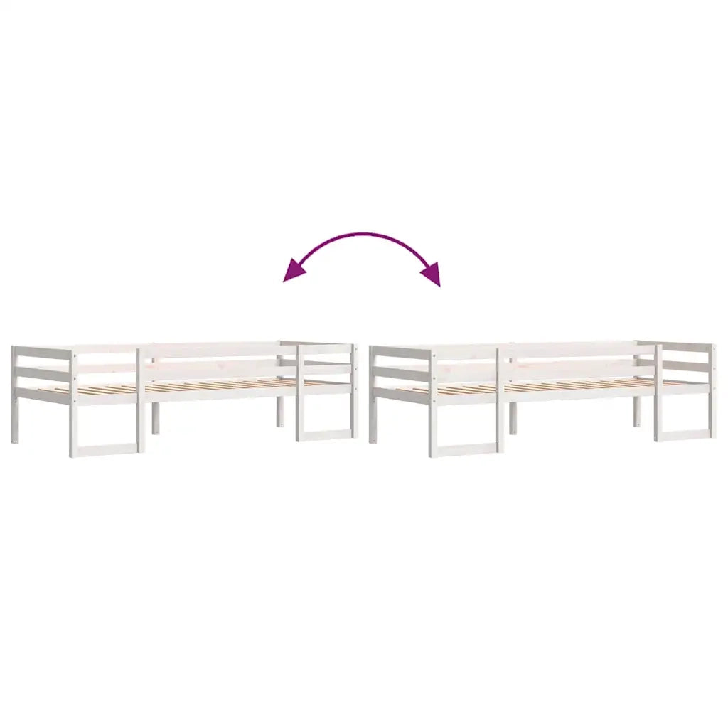 Giroletto per Bambini | Letto Infantile | Lettino Bianco 75x190cm in Legno Massello di Pino