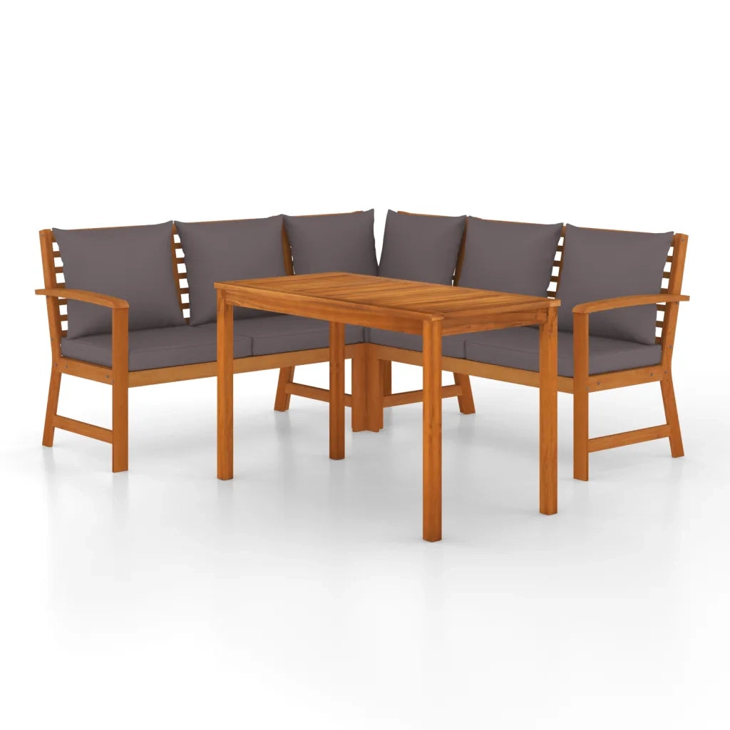 Set da Pranzo Giardino 4pz con Cuscini Legno Massello di Acaciacod mxl 124409