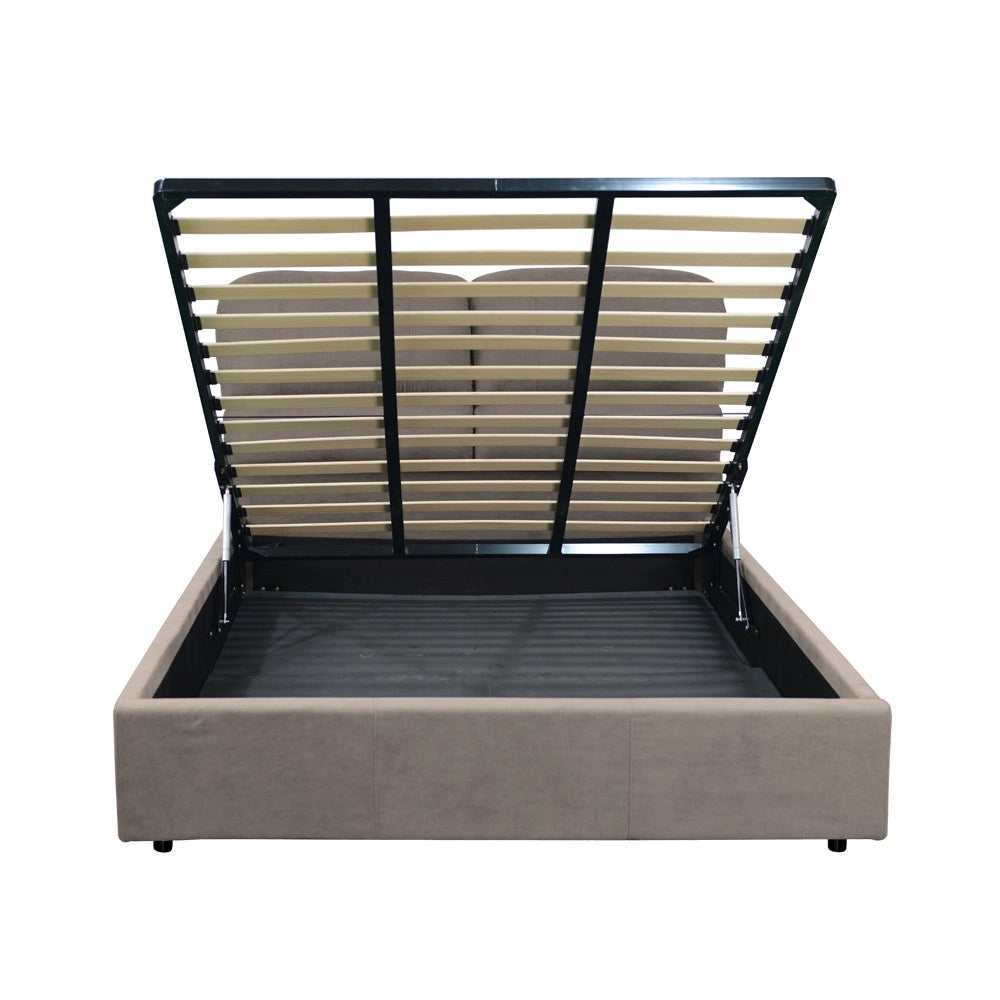 Letto matrimoniale contenitore Sofaback in tessuto tortora 178x222x120H