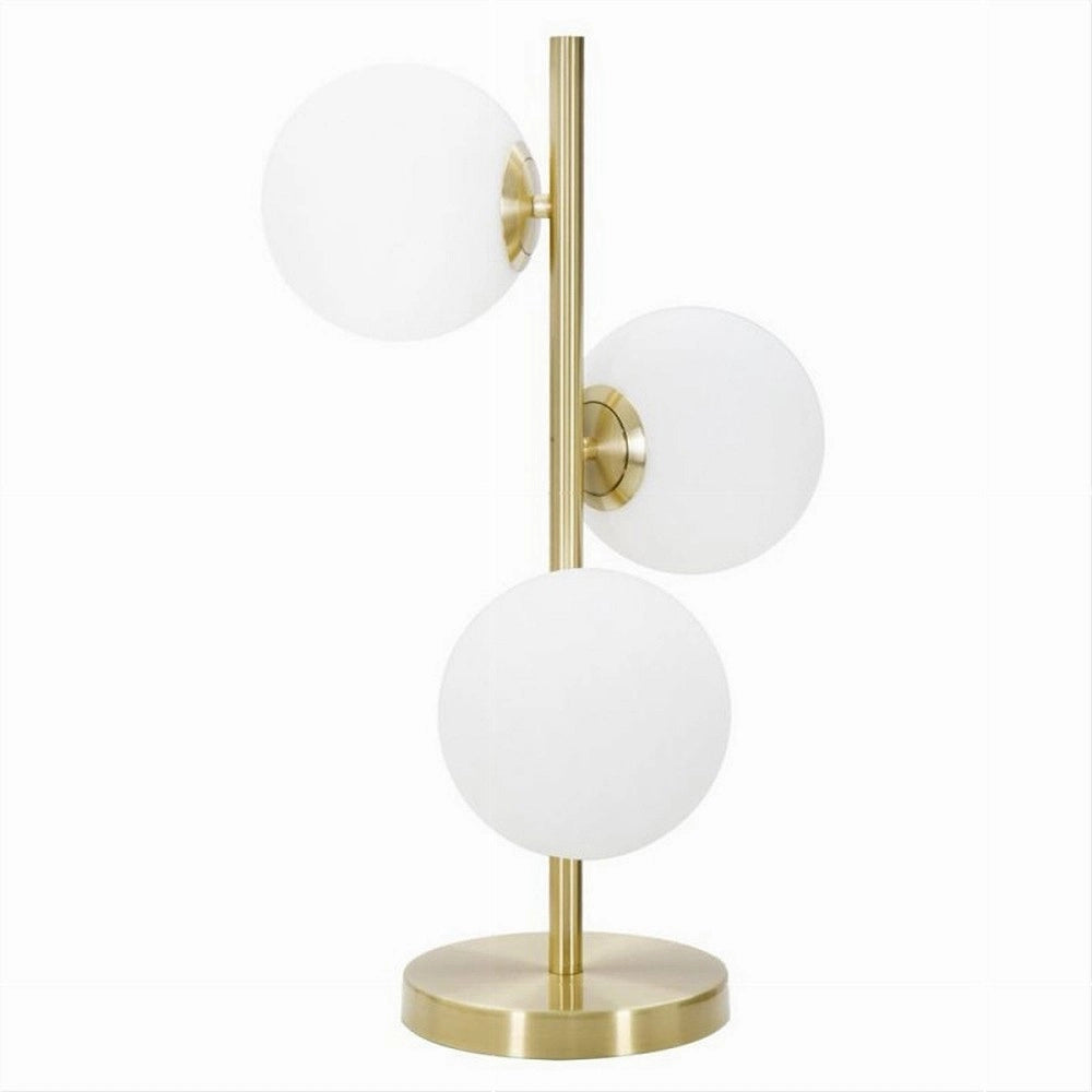 Trade Shop - Lampada Da Tavolo G9 Minimalista Bronzo Con 3 Sfere Piantana Terra Con Stelo D33 -