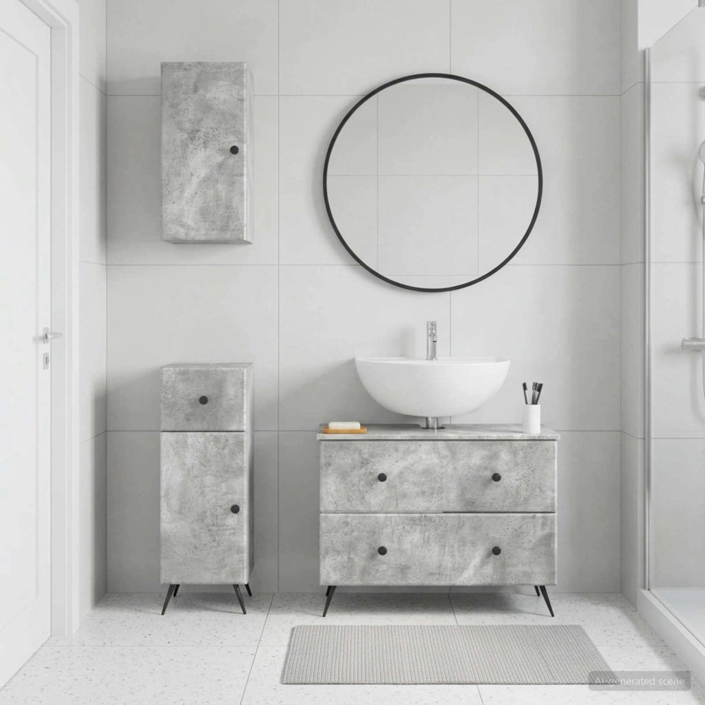 Set di armadietti da bagno in 3 pezzi BREDA Grigio Cemento 3417804