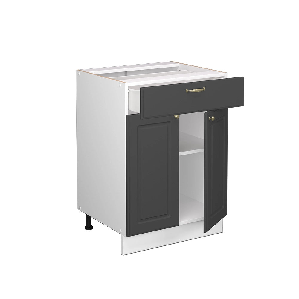 Mobiletto base per cucina Fame-Line Antracite-oro/Bianco 60 cm con cassetto, PL Marmo Vicco