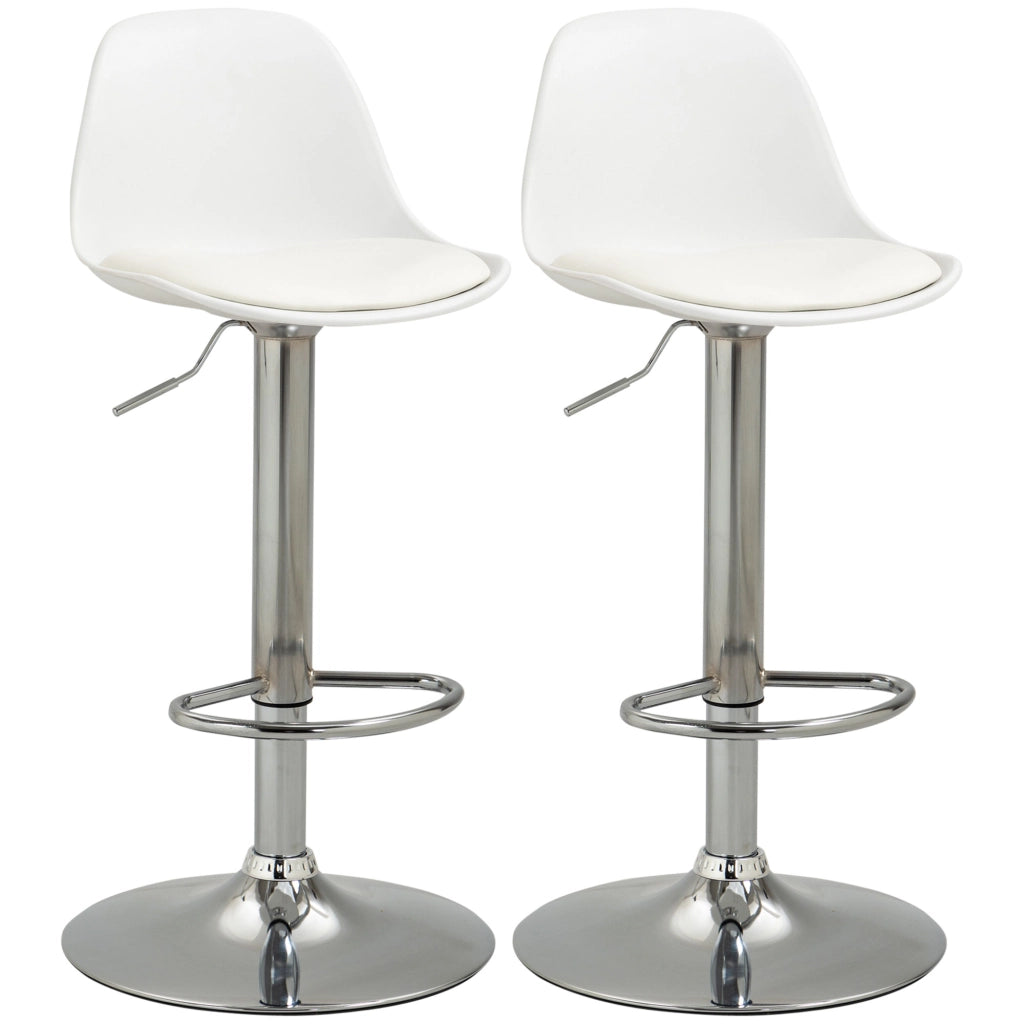 SGABELLI ALTI Set da 2 pezzi girevoli regolabili 42x38x82-104 cm Bianco Similpelle