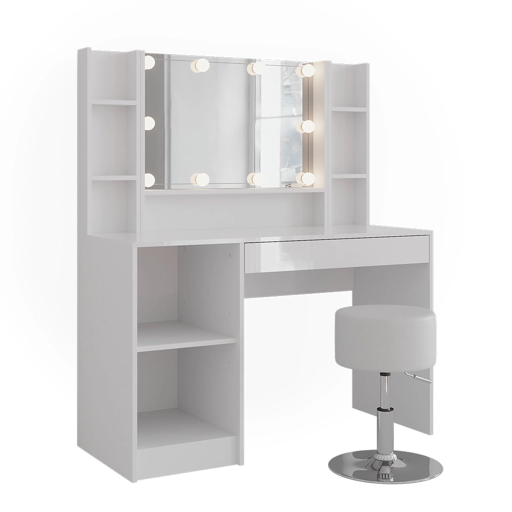 Vicco Tavolo da toeletta Bianco/bianco lucido 119.8 cm 6 parti