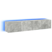 Mobili TV a Parete con Luci LED 2pz | Armadietto TV | Mobile Porta TV Grigio Cemento 80x35x31 cm