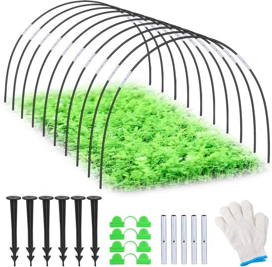 Bandiere per giardino per vasi elevati - 30 pezzi con clip, tubi, ganci e guanti - tunnel di crescita per giardini DIY