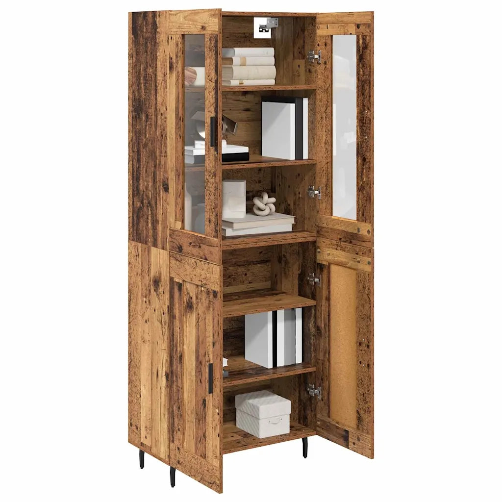 Credenza 2 pz | Madia | Buffet da pranzo | Armadio da pranzo Legno vecchio Legno Stratificato e Vetro