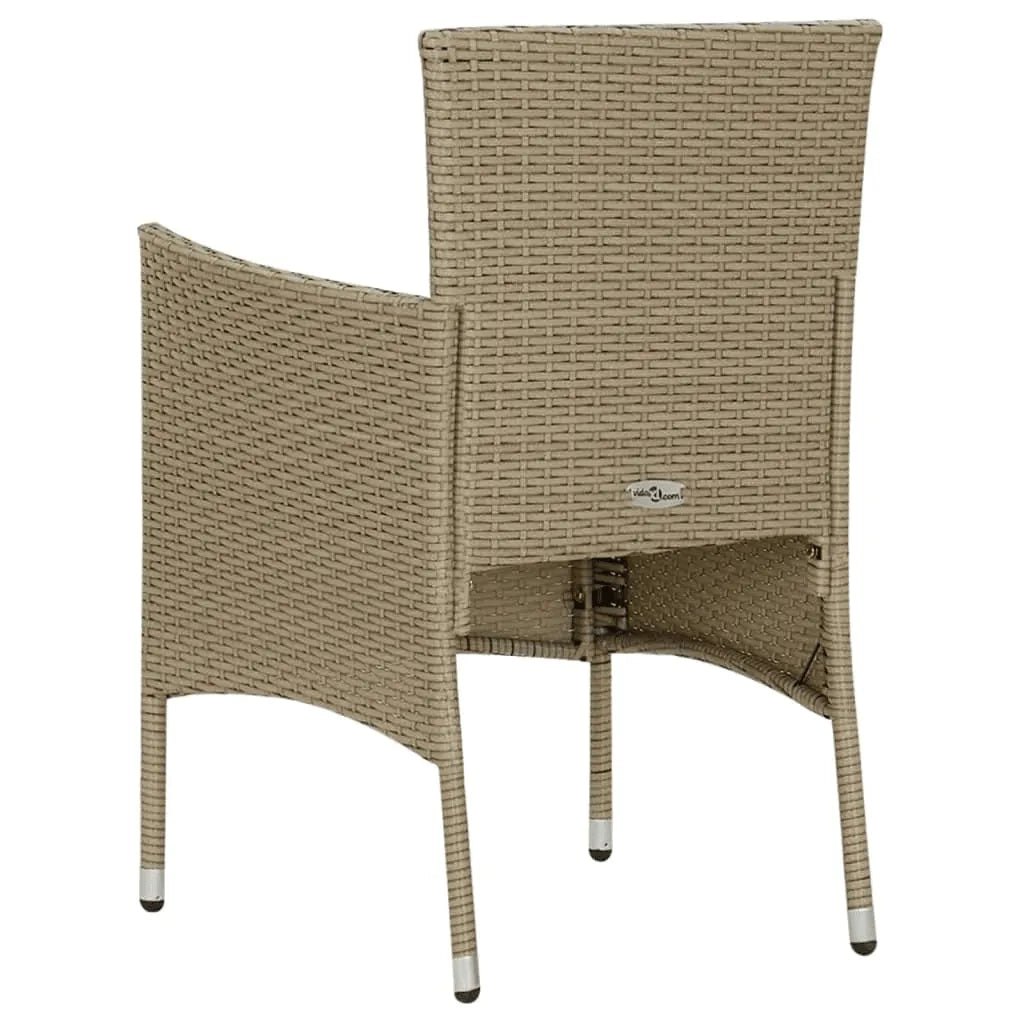 Set Pranzo da Giardino 9 pz con Cuscini in Polyrattan Beige cod mxl 39712