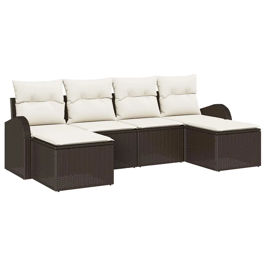 Set Divano da Giardino 6 pcs Marrone Rattan in Polipropilene 3346148