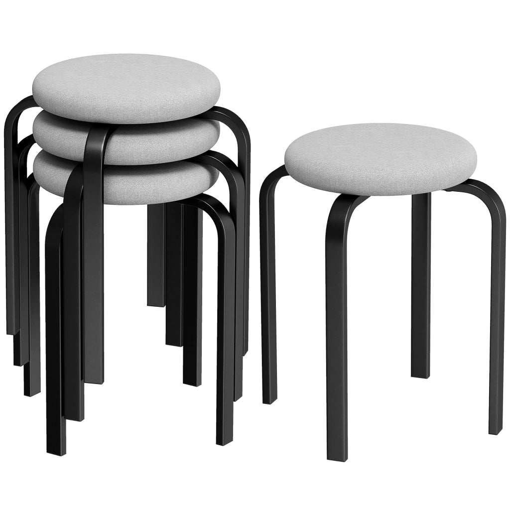 Set 4 Sgabelli Impilabili Moderni con Cuscini ¨C Zephmum ¨C Grigio