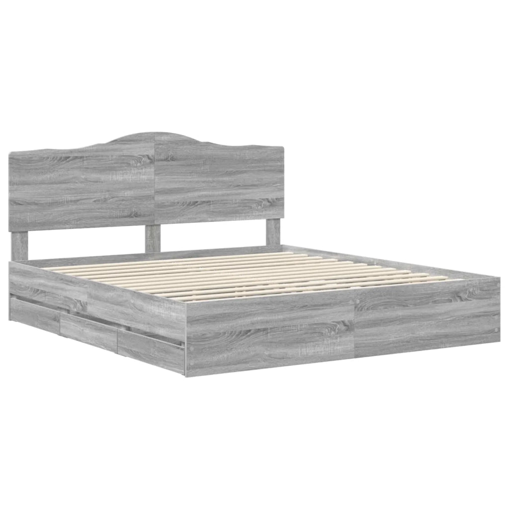 Struttura del letto con cassetto Grigio Sonoma 200 x 200 cm
