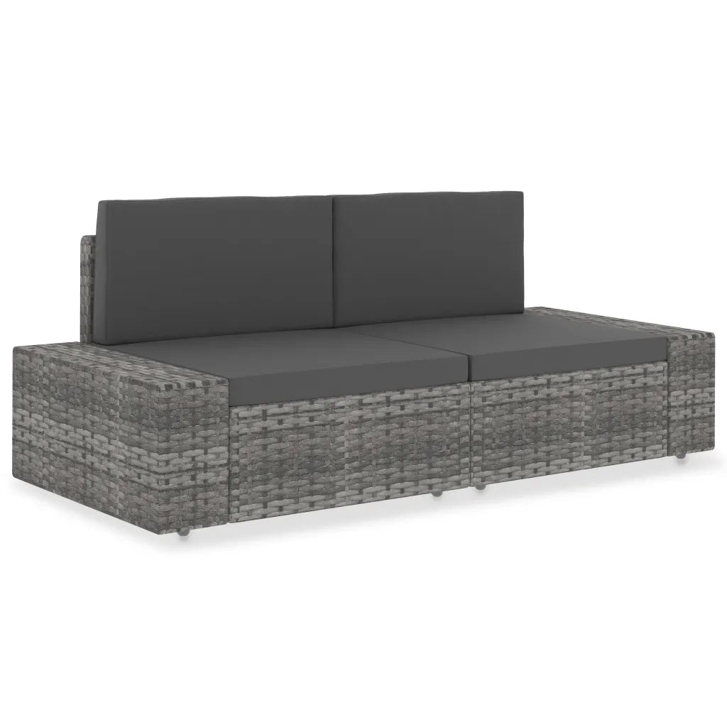 Divano Modulare a 2 Posti in Polyrattan Grigiocod mxl 118672