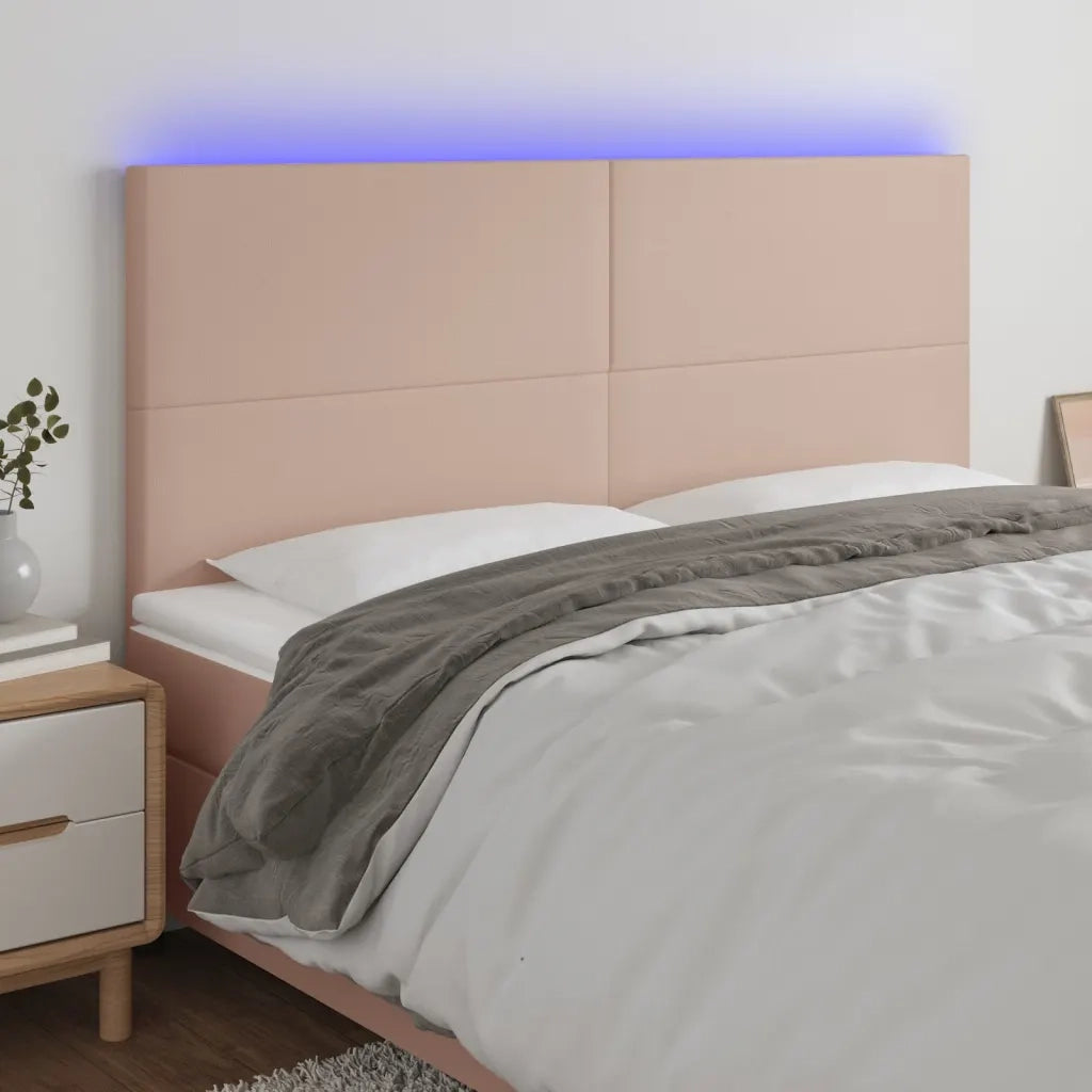 Testiera a LED-Testata con LED Cappuccino 200x5x118/128 cm in Similpelle 853071