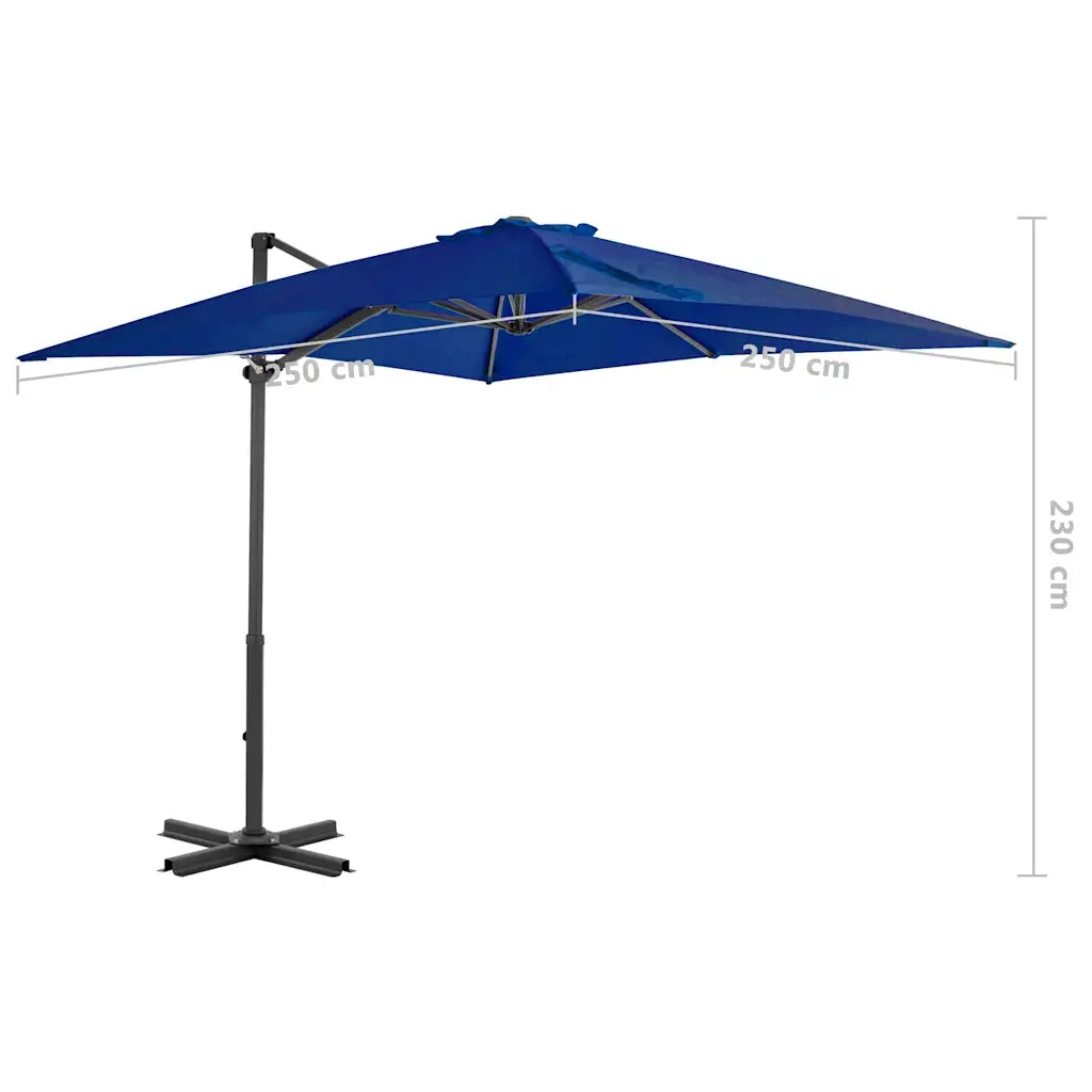 Ombrello | Parasolne a Sbalzo con Palo in Alluminio Azzurro 250x250 cm