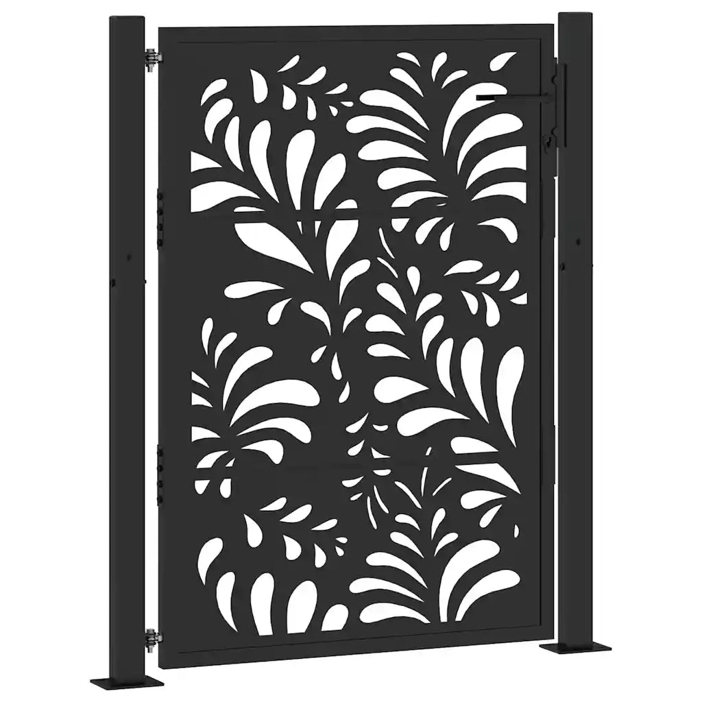 Cancello da giardino nero 100x125 cm in acciaio design ondulato 4100970