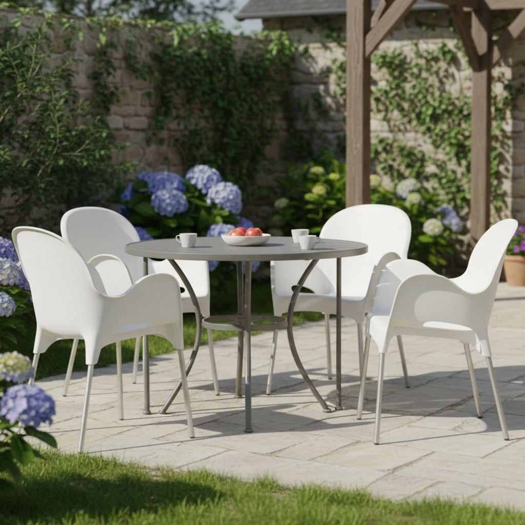 Raimund, Sedia da Esterno 4 Sedie Made in Italy, Bianco