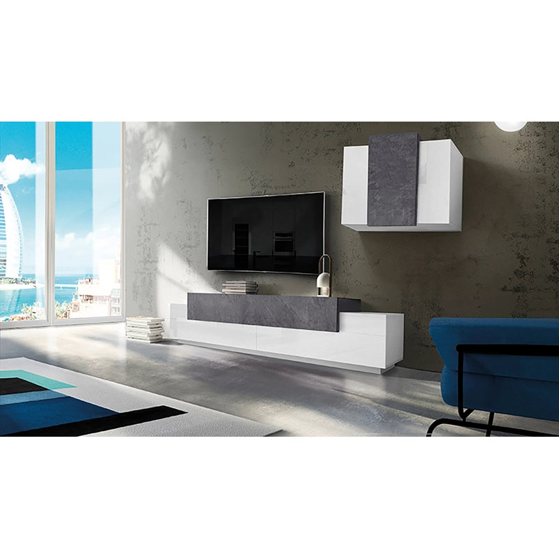 Set Soggiorno Coro 240 – Mobile + Pensile – Bianco e Report