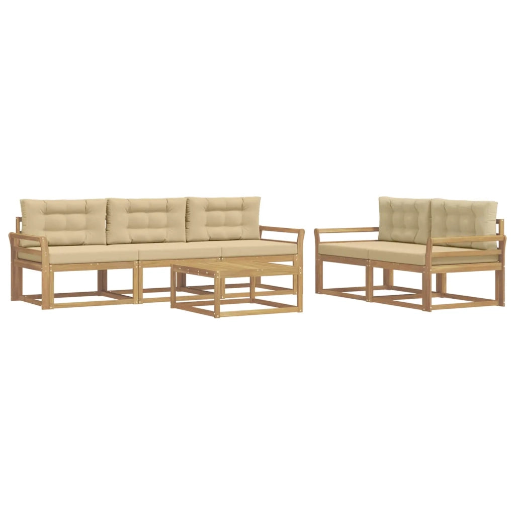 Set di divani da esterno con cuscino 6 pcs Bianco e Beige 3386062
