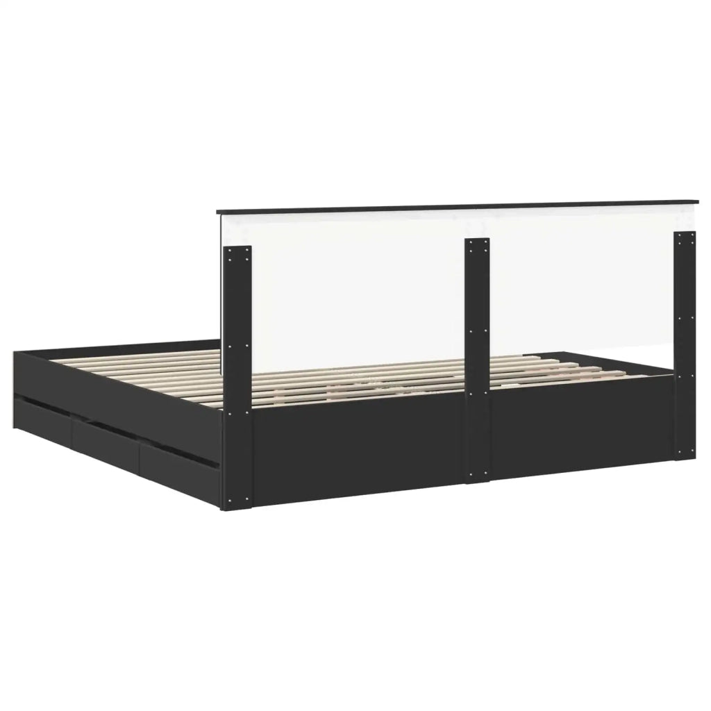 Letto matrimoniale | Letto per adulti | Struttura del letto Nero 200 x 200 cm Legno Ingegnerizzato