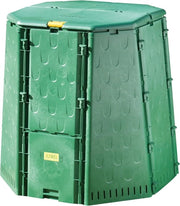 Bacca Compost XXL Termica - Capacità 900 L - Rifiuti di Cucina e Giardino - Plastico Riciclato UV-Stabile - 2 Scarichi - Coperchio con Protezione dal Vento