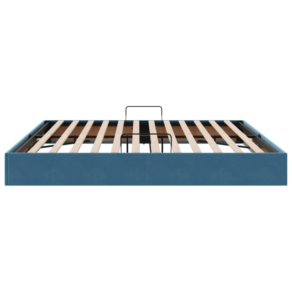 Letto ottomano con archiviazione Blu Scuro 200 x 200 cm Velluto
