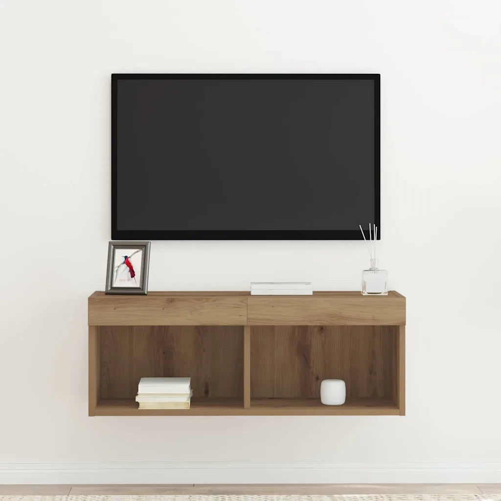 Set mobile TV con led rovere artigianale 80 x 30 x 30 cm 862202