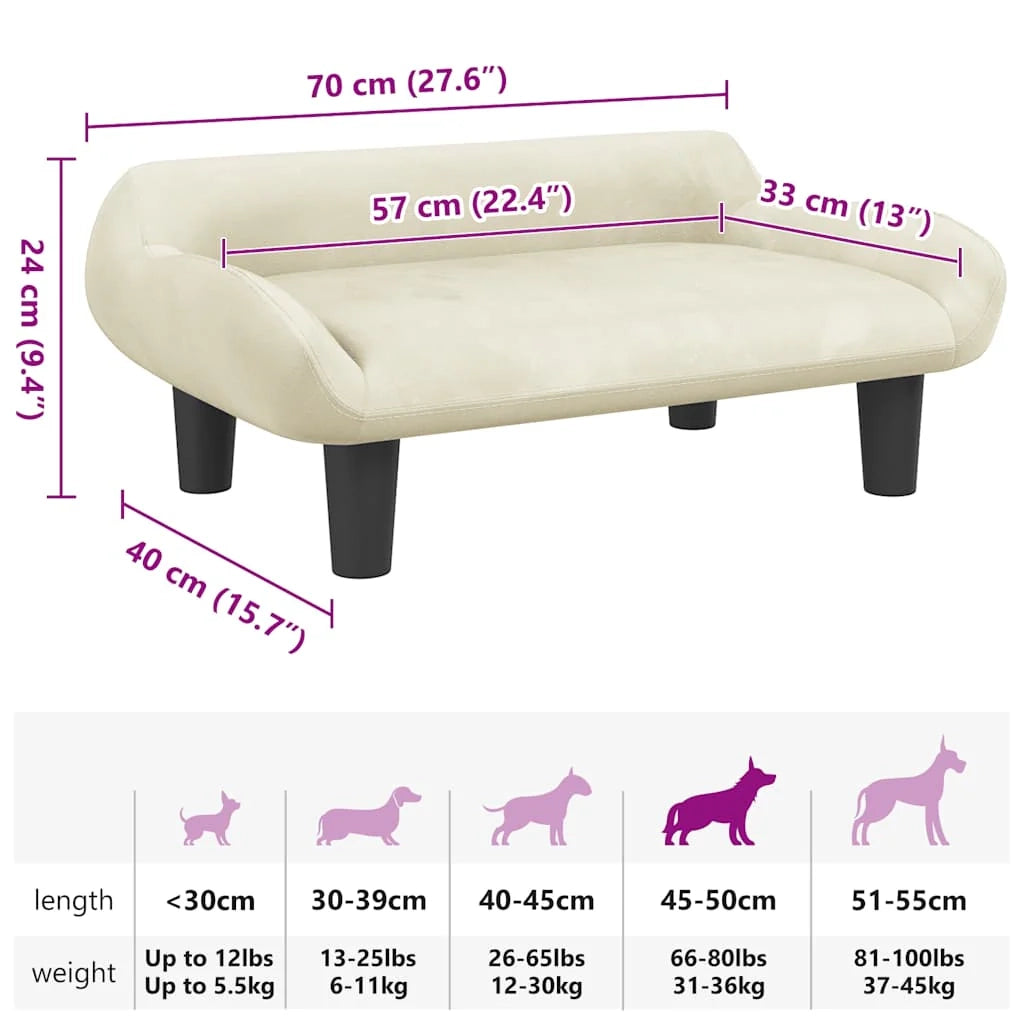 Cuccia per cani a forma di cesto comoda 70 x 40 x 24 cm velluto crema 02_0042792