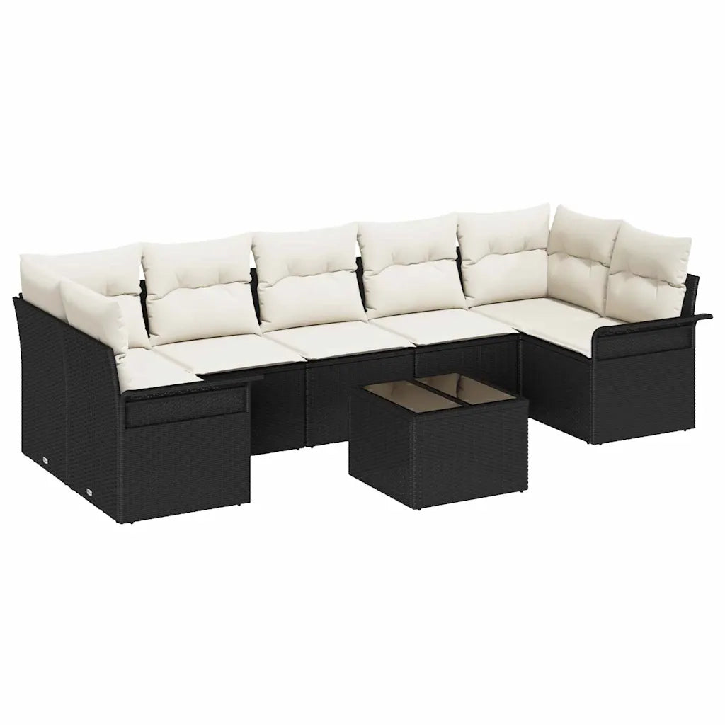 Set Divano da Giardino con cuscino 8 pcs Nero polyrattan 3345277