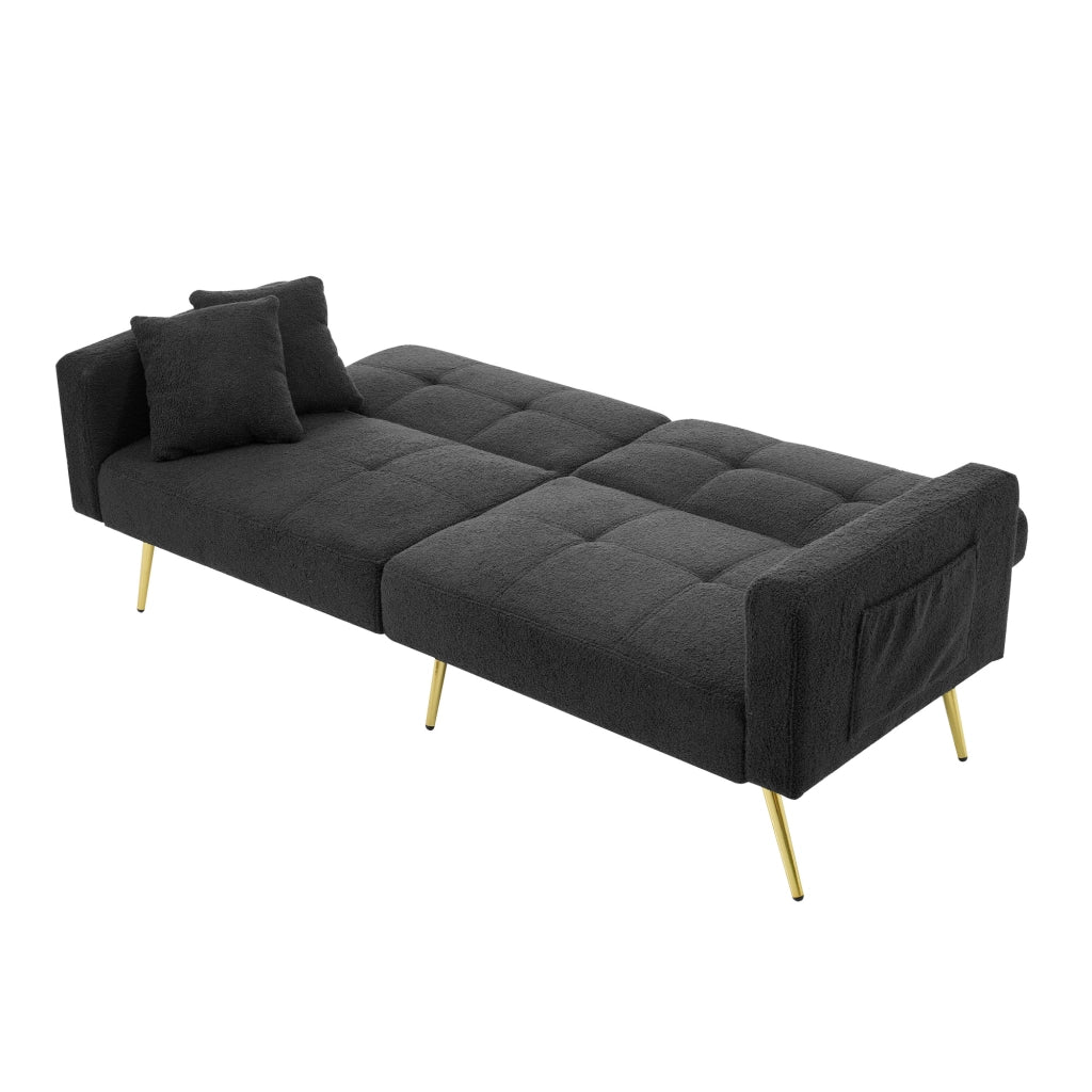 Divano Letto con Schienale Regolabile; 2 Tasche Laterali; in Schiuma e Tessuto Bouclé; Grigio Antico