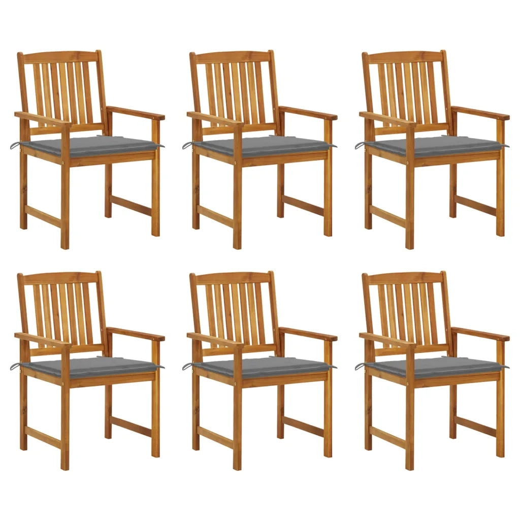 Sedie da Giardino con Cuscini 6 pz in Legno Massello di Acacia cod mxl 27792