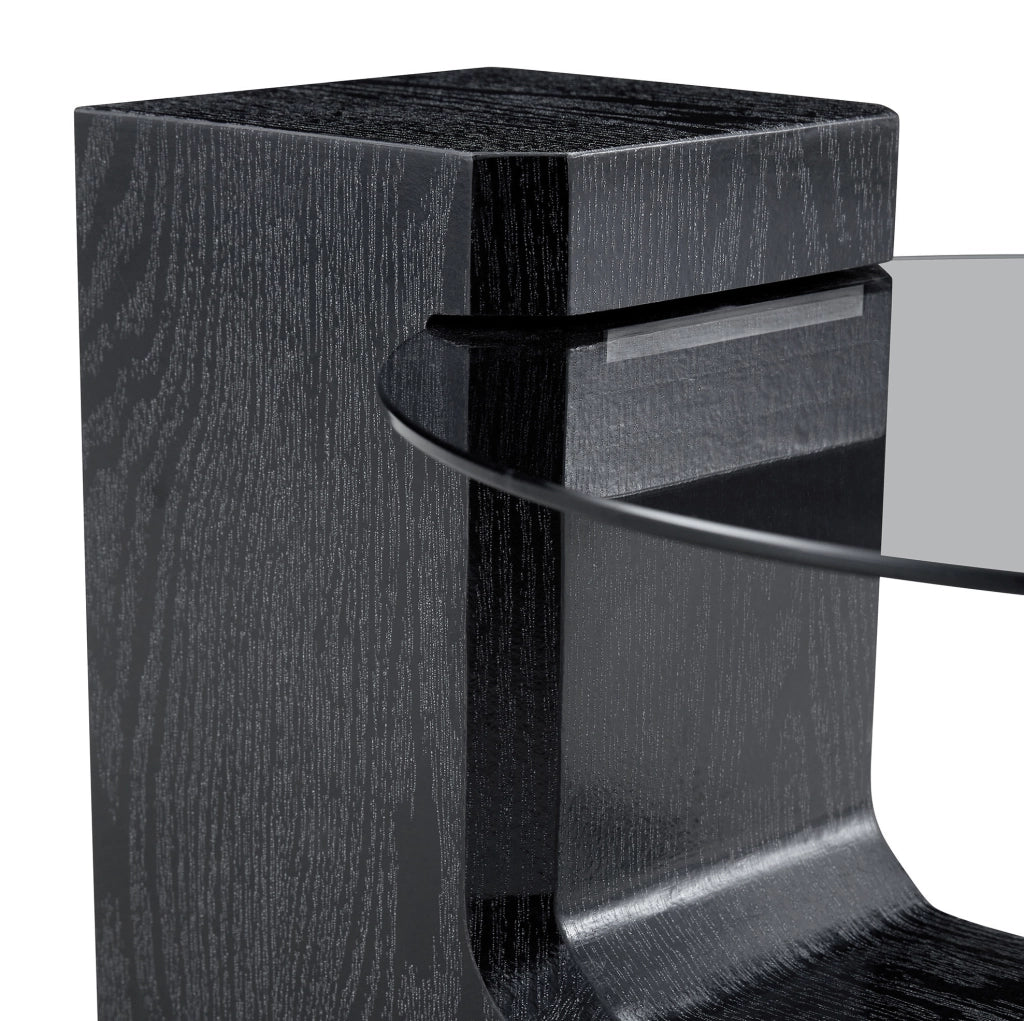 Set di 2 tavolini da caffè rotondi in MDF nero e vetro grigio