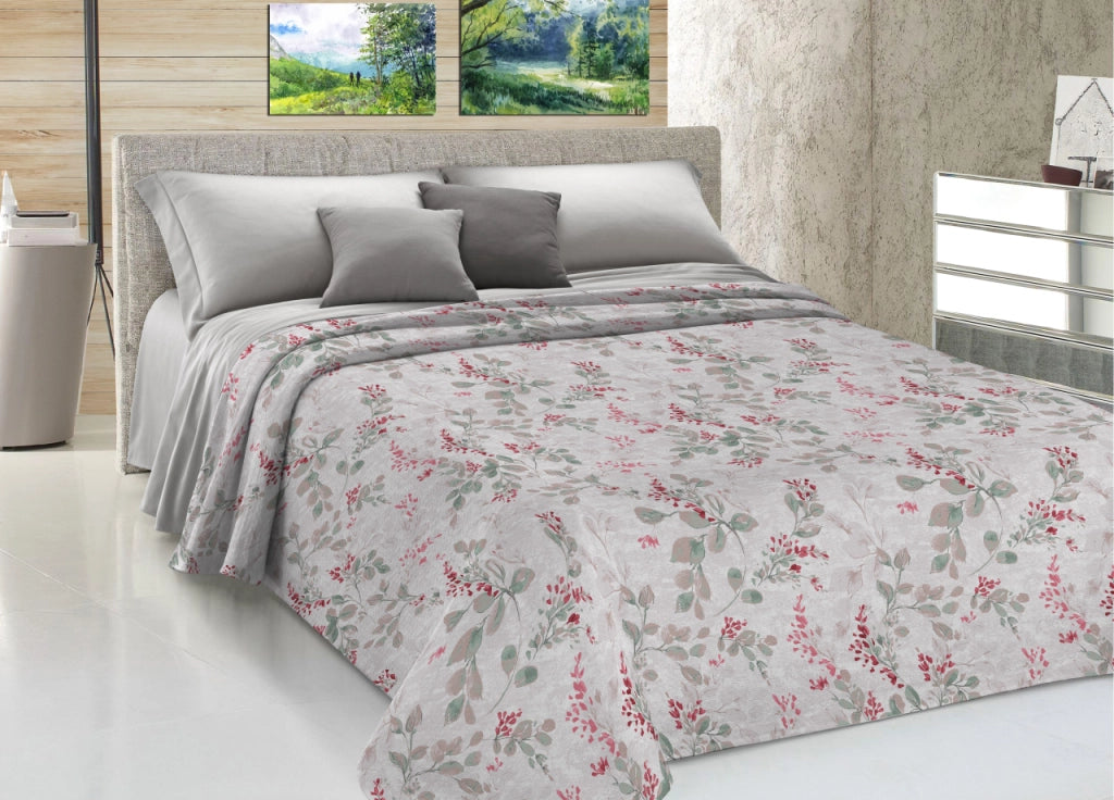 Copriletto Piquet Primavera Estate 100% Cotone Sofia Disegno Vittoria - Singolo - Rosso