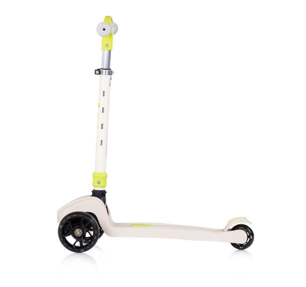 Monopattino per Bambini 3 anni Bianco-Lime Modello Luxury fino a 50kg Scooter con ruote LED Pedana antiscivolo Freno inc