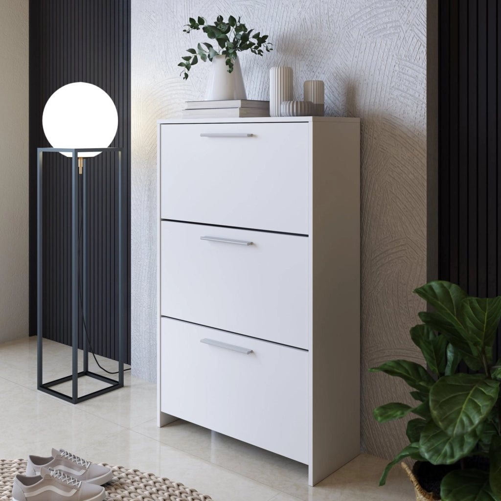 Mobile Portascarpe Seggiano, Scarpiera 3 Ripiani, 69x28x115h cm Bianco