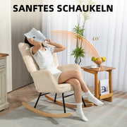 POLTRONA A DONDOLO 98x71x101 cm Beige in corda e legno