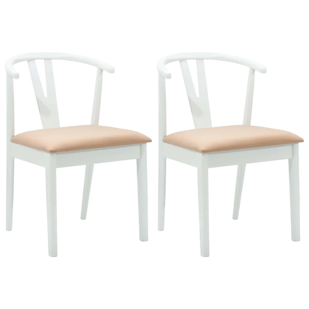 Sedia da pranzo 2 pz | Sedie da cucina Bianco e marrone Legno di gomma solido
