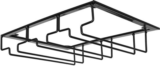 Supporto per bicchieri spaziale - Design a risparmio di spazio - Supporto per bicchieri da vino - Supporto per bicchieri di champagne - 3 strisce - Materiale in acciaio resistente e di alta qualità - 30 x 22,5 x 5,5 cm