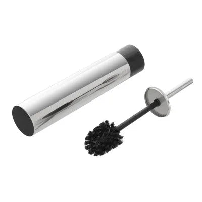 Portascopino tondo slim in acciaio inox 304 setole nere e secchio estraibile