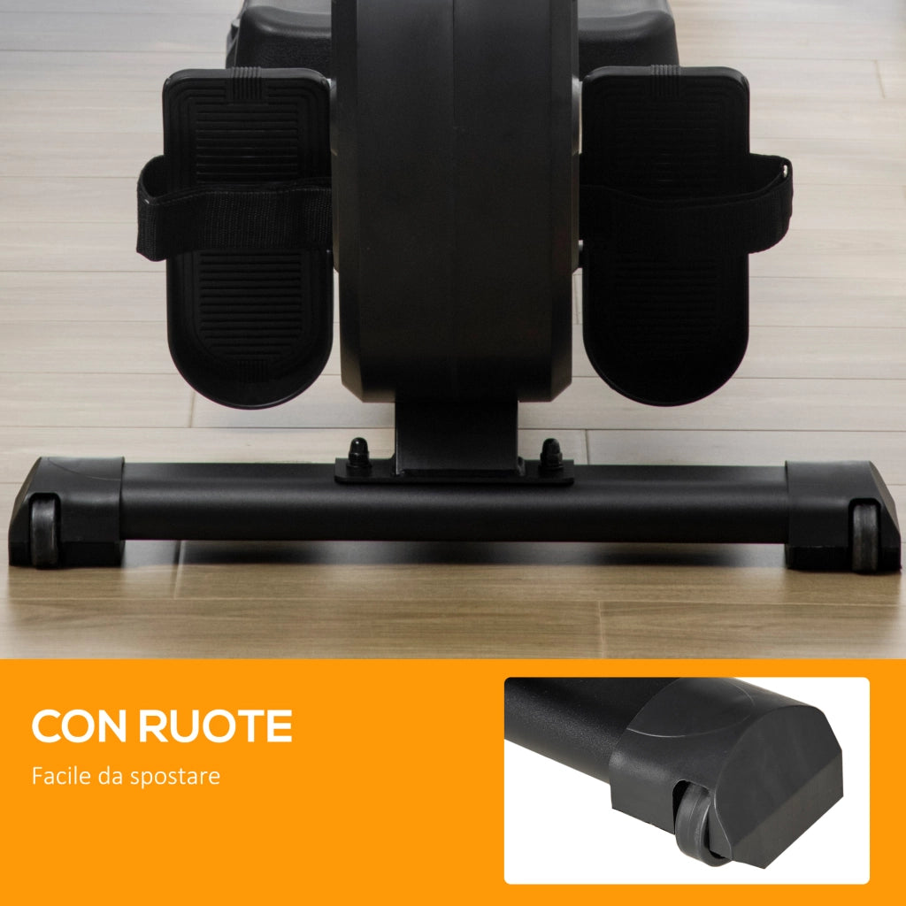 EasyComfort Vogatore Magnetico Pieghevole per Allenamento a Casa, Volano Regolabile su 8 Livelli e Monitor LCD, 185x58x57cm, Nero