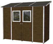 Casette Box da Giardino in Legno Porta Utensili 245x102x224 cm con 2 Porte e Finestre Ecla Noce