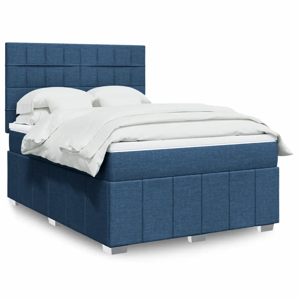 vidaXL Giroletto a Molle con Materasso Blu 140x200 cm in Tessuto