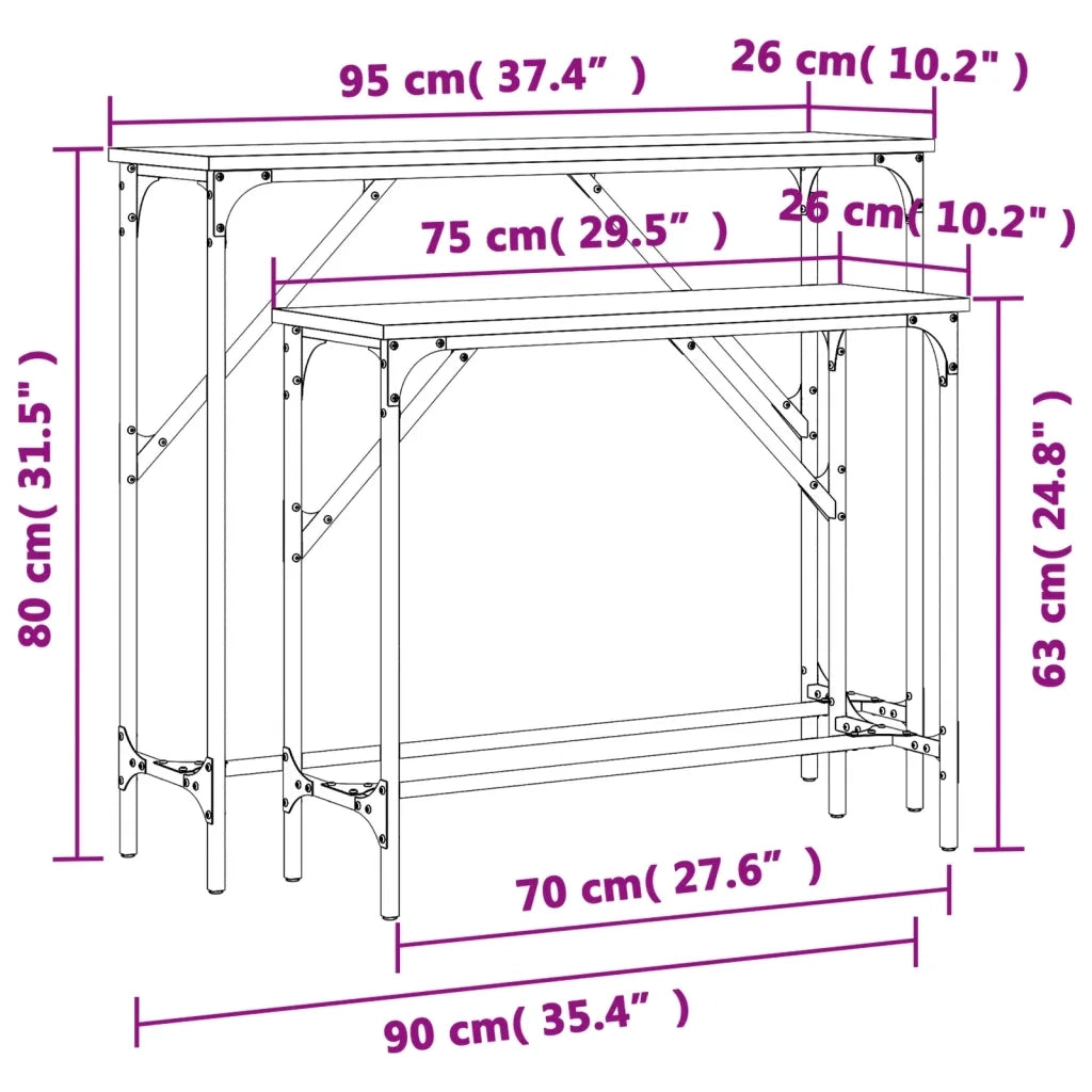 Tavolini Consolle | Tavolo d'Ingresso 2 pz Grigio Sonoma in Legno Multistrato