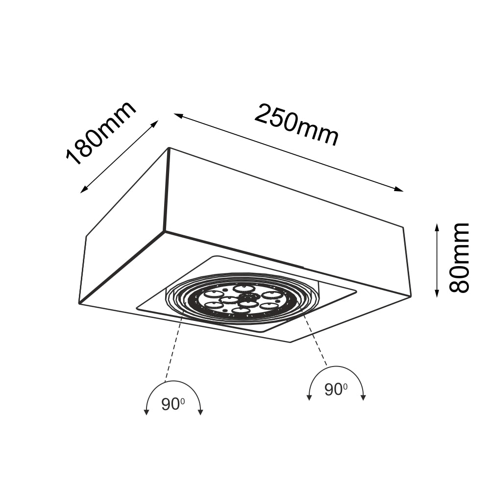 Faretto soffitto bianco rettangolare orientabile GU10 18W Shilo