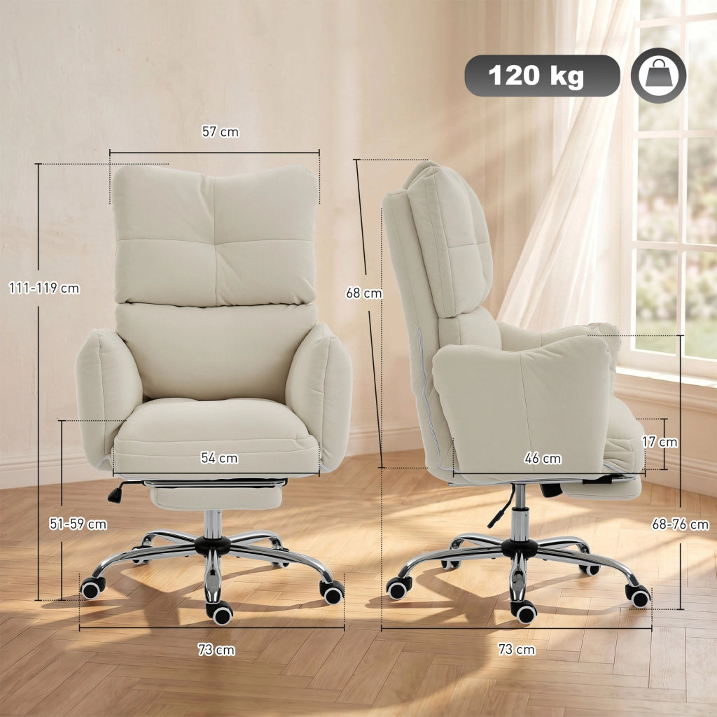 Sedia da ufficio ergonomica con poggiapiedi ¨C zephmum ¨C Schienale regolabile, tessuto flanella