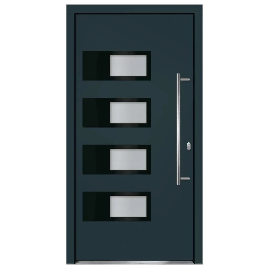 Porta Ingresso Antracite 110x210 cm in Alluminio e PVC