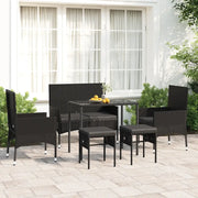 Set Mobili da Giardino 6 pz con Cuscini in Polyrattan Nero 319510
