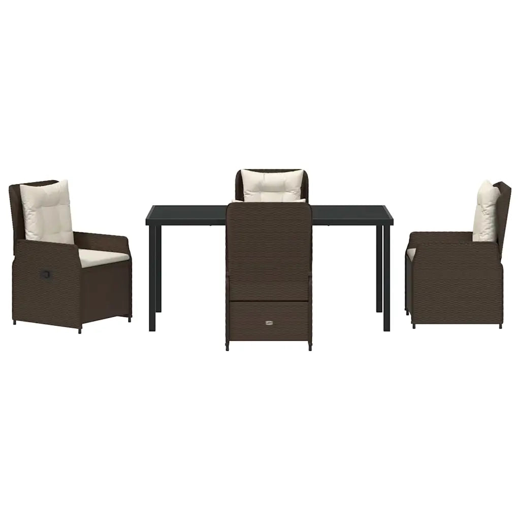 Set da Pranzo per Giardino 5 pcs Marrone polyrattan