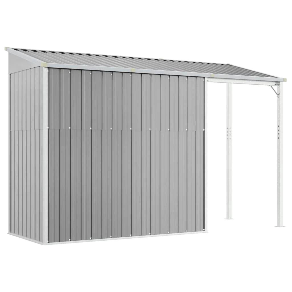 Casetta da giardino cabina ripostiglio casetta da esterno robusta casetta per attrezzi con tetto estensibile trasparente 277 x 110,5 x 181 cm grigio 02_0022218