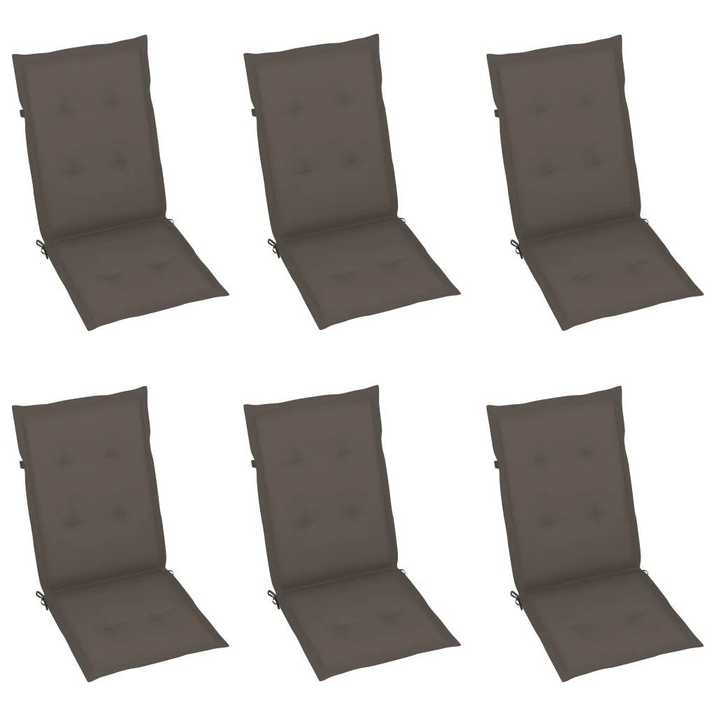 Sedie da Giardino 6 pz e Cuscini Grigio Talpa Massello di Teak 3065568